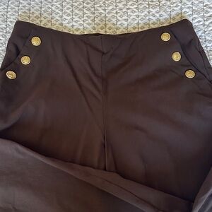 Chico's Chocolate Brown Cropped Pants with Gold Accents new no tags